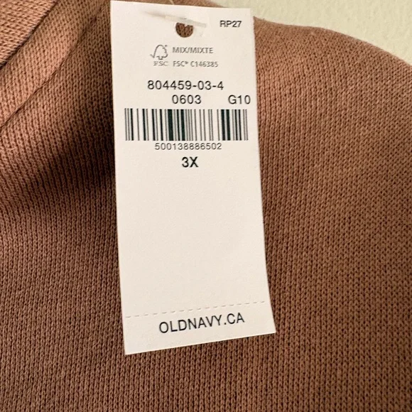 Old Navy 1994 Brown Half Zip Sweatshirt 3X Oversized Cozy Pullover - Picture 4 of 7